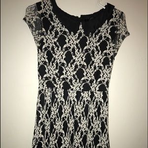 Modest but beautiful black and white lace dress